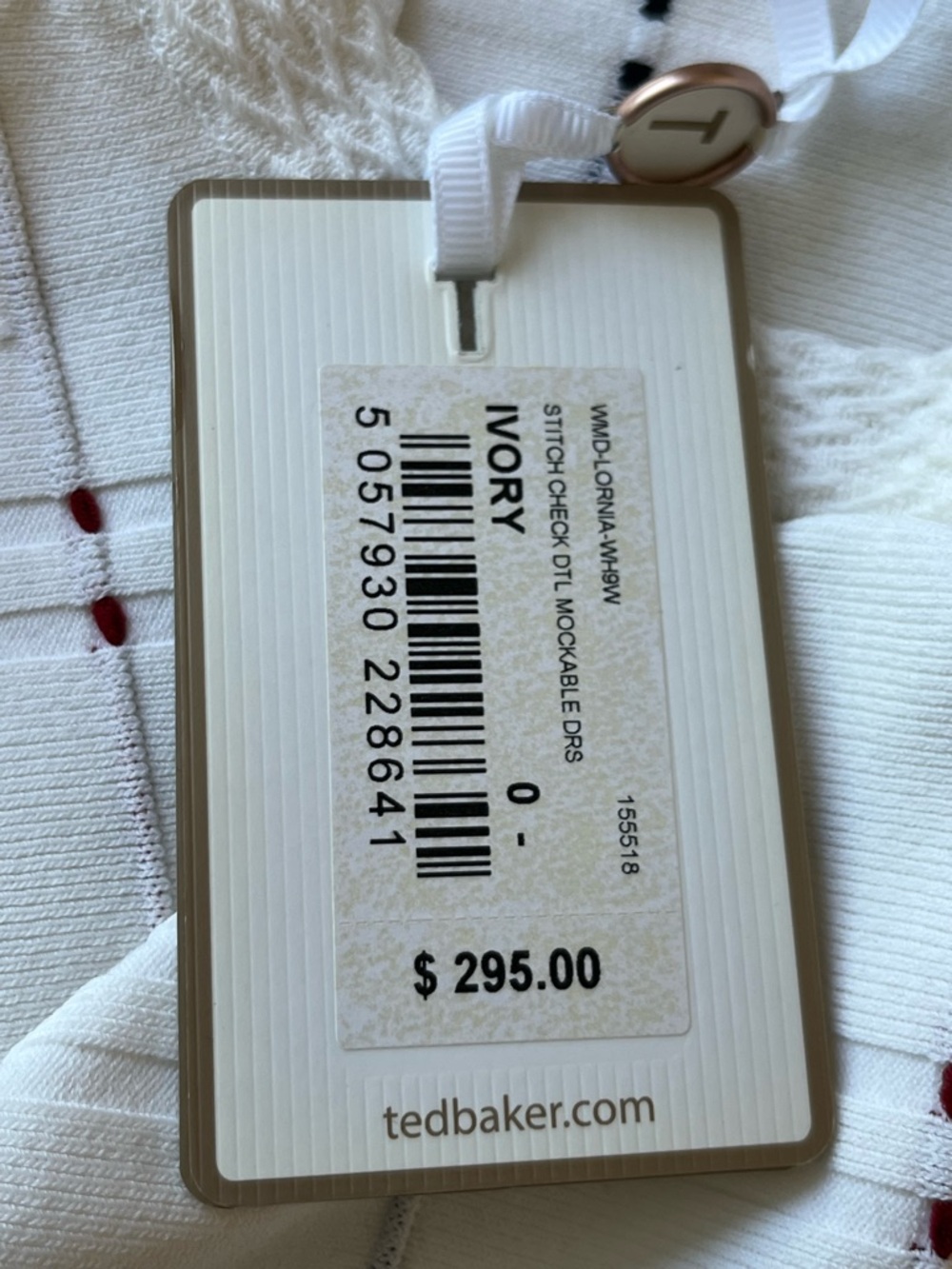 Ted Baker Lornia Stitch-Detail Dress Size 0 Feminine Chic Party in Ivory NEW - Picture 10 of 11